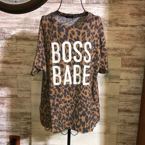 Zutter boss babe cheetah print shirt size large animal print working shirt​​​